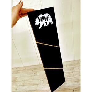 MAMA BEAR Vertical Lodge Sign‎ Rustic Wood Plank Note Holder 24"x6" Home Decor